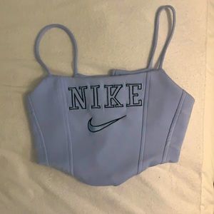 Blue Cropped Reworked Nike Corset Top